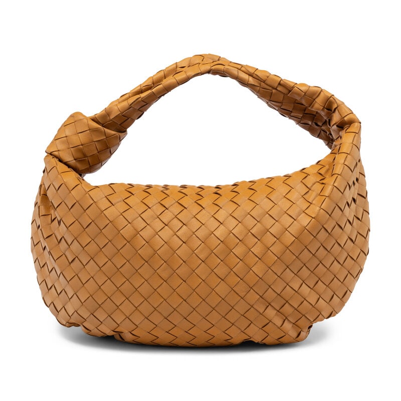 BOTTEGA VENETA, JODIE BAG IN TAN INTRECCIATO LEATHER - 3