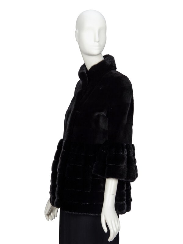 DENNIS BASSO, BLACK MINK FUR COAT - 2