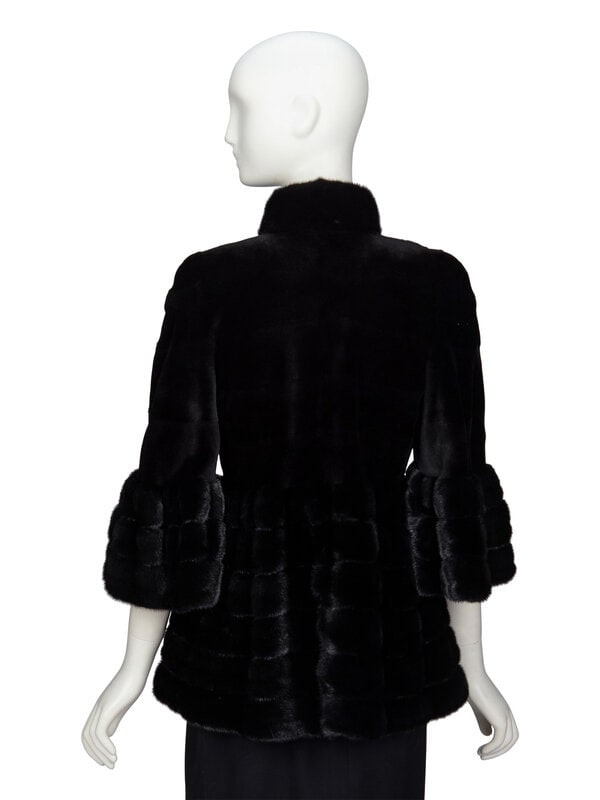 DENNIS BASSO, BLACK MINK FUR COAT - 3
