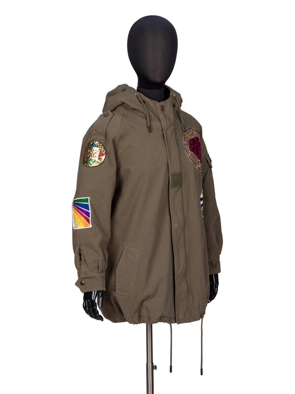 SAINT LAURENT, HOODED PARKA WITH PATCHES - 2