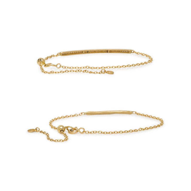 PAIR OF YELLOW GOLD AND DIAMOND BRACELETS - 2