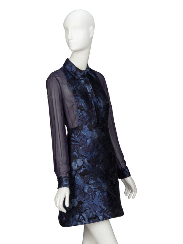 VALENTINO, FLORAL JACQUARD & CHIFFON SHIRTDRESS - 2