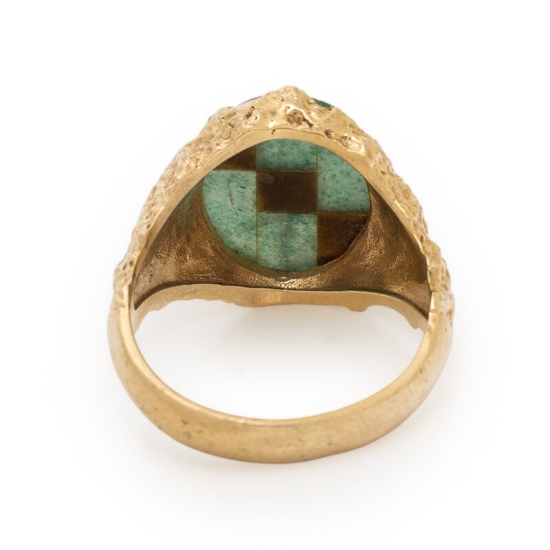 YELLOW GOLD, AVENTURINE QUARTZ, AND TIGER'S EYE RING - 3