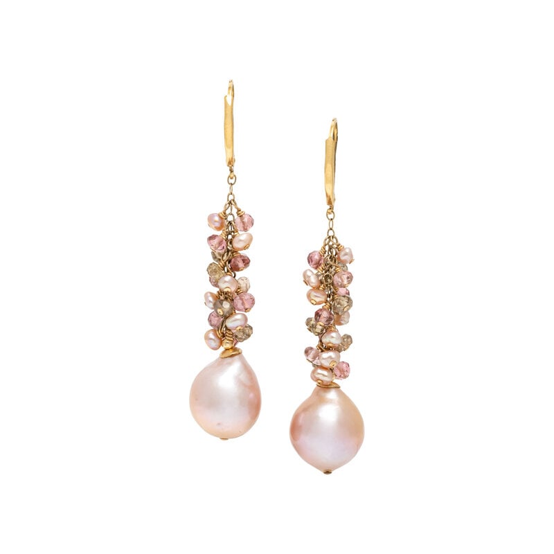 GOLD-FILLED, CULTURED PEARL, SEED PEARL, AND MULTIGEM EARRINGS (1 of 2)