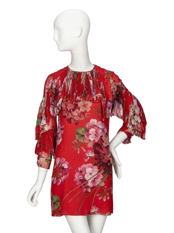 GUCCI, FLORAL-PRINT SILK MINIDRESS (1 of 4)
