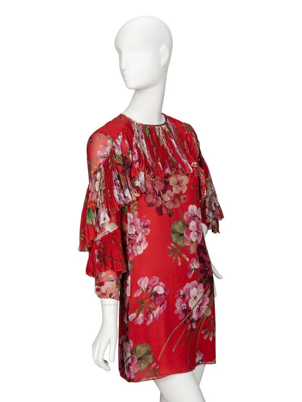 GUCCI, FLORAL-PRINT SILK MINIDRESS - 3