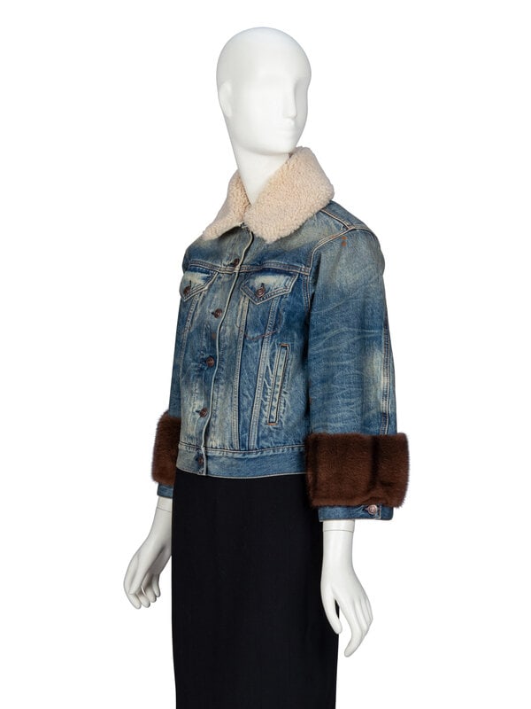 GUCCI, FUR-TRIMMED DENIM JACKET - 2