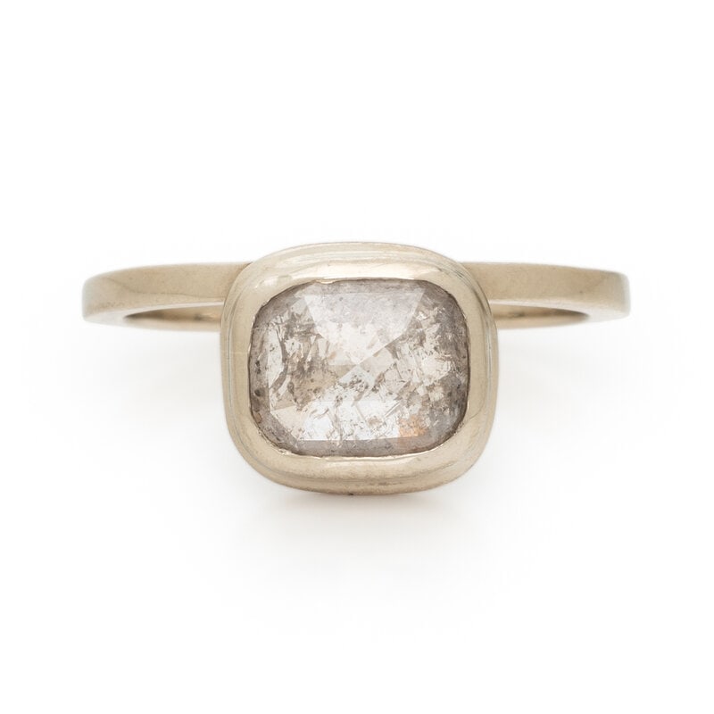 ROSE CUT DIAMOND AND WHITE GOLD RING (1 of 6)