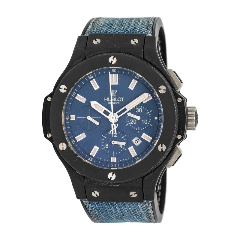 HUBLOT, 'BIG BANG VENDOME' CHRONOGRAPH WATCH WITH DATE AND DENIM STRAP (1 of 3)
