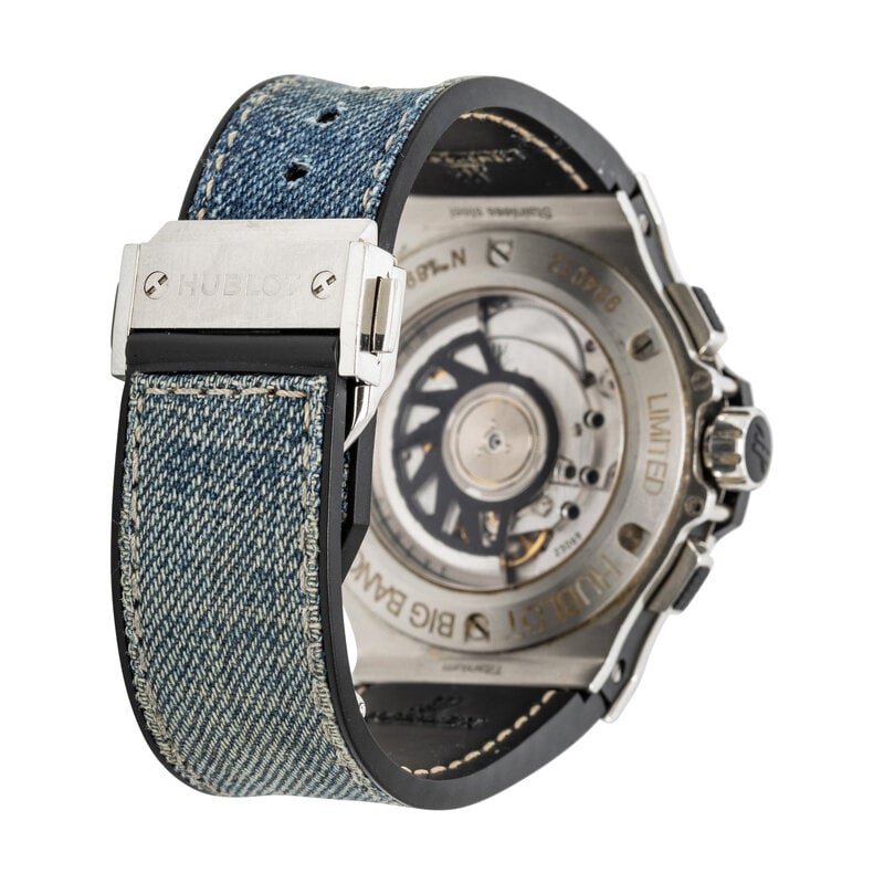 HUBLOT, 'BIG BANG' LIMITED EDITION 'JEANS' CHRONOGRAPH WATCH WITH DATE AND DIAMONDS - 2