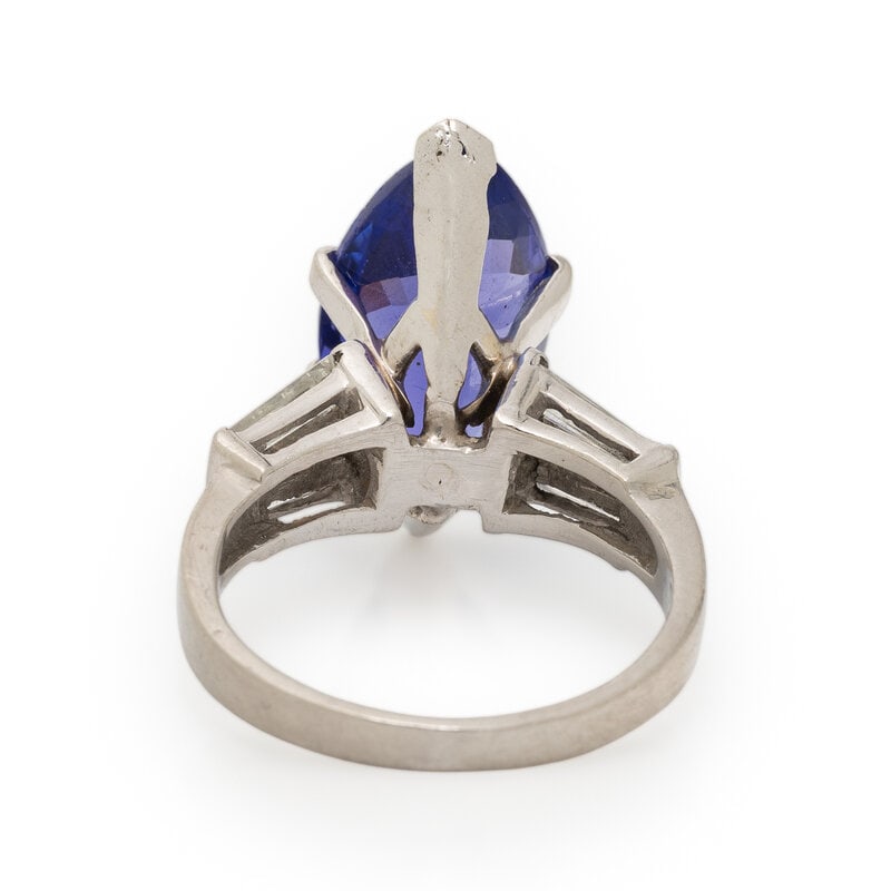 PLATINUM, TANZANITE AND DIAMOND RING - 3