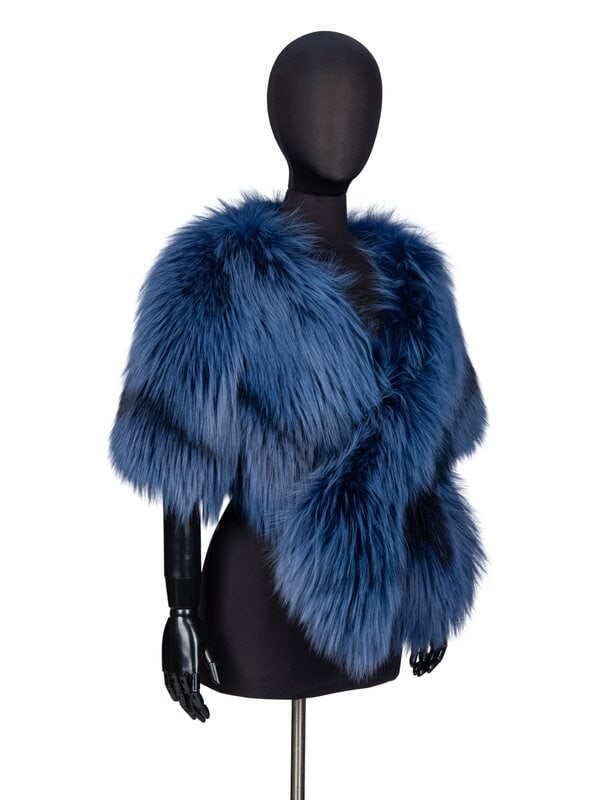 DENNIS BASSO, BLUE FOX FUR BOLERO JACKET - 2