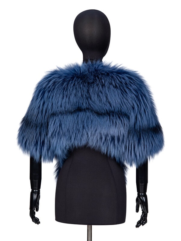 DENNIS BASSO, BLUE FOX FUR BOLERO JACKET - 3