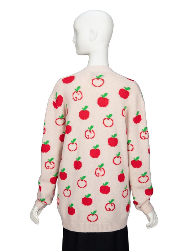 GUCCI, APPLE KNIT WOOL CARDIGAN - 3