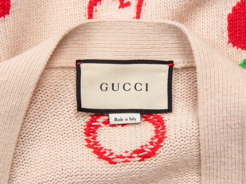 GUCCI, APPLE KNIT WOOL CARDIGAN - 4