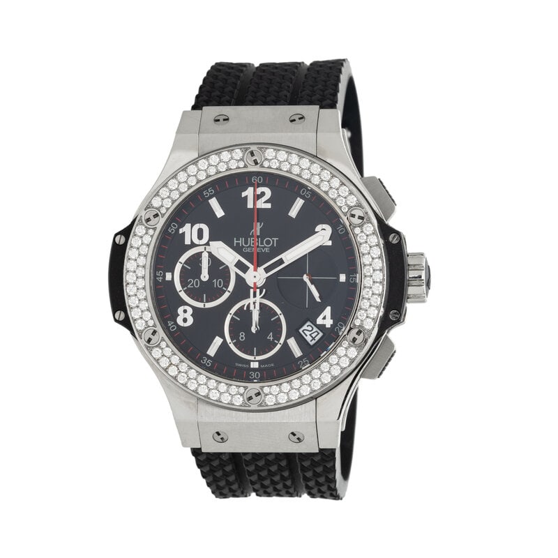 HUBLOT, 'BIG BANG' STAINLESS STEEL CHRONOGRAPH WATCH WITH DATE AND DIAMOND BEZEL - 2