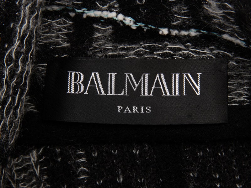 BALMAIN, PLAID KNIT TWEED BLAZER - 3