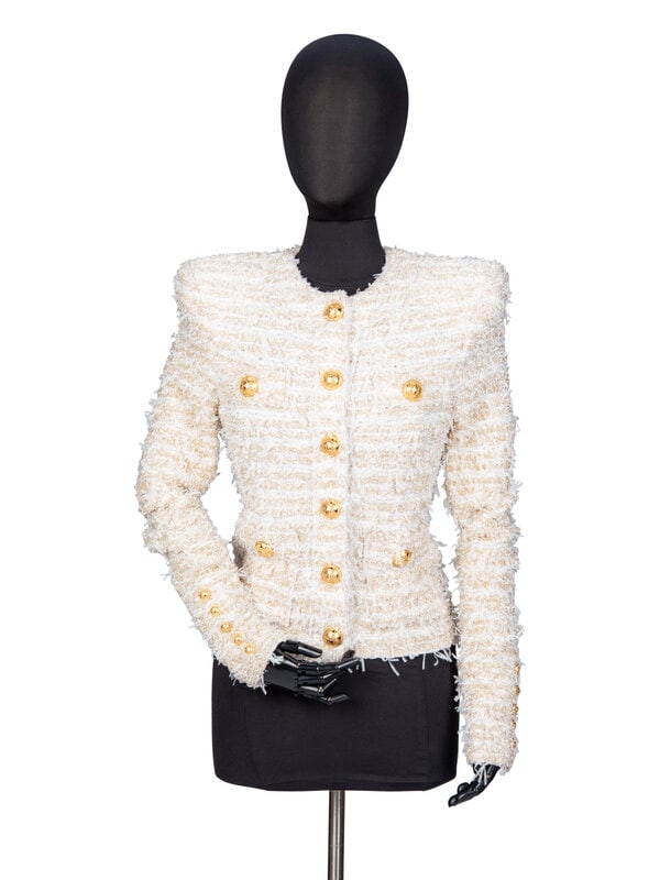 BALMAIN, KNIT EYELASH TWEED CARDIGAN JACKET (1 of 4)