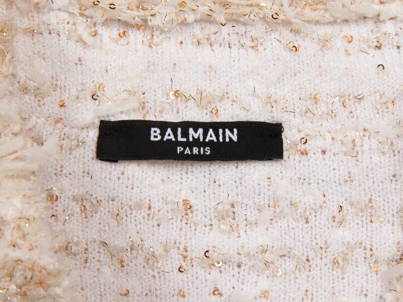 BALMAIN, KNIT EYELASH TWEED CARDIGAN JACKET - 4