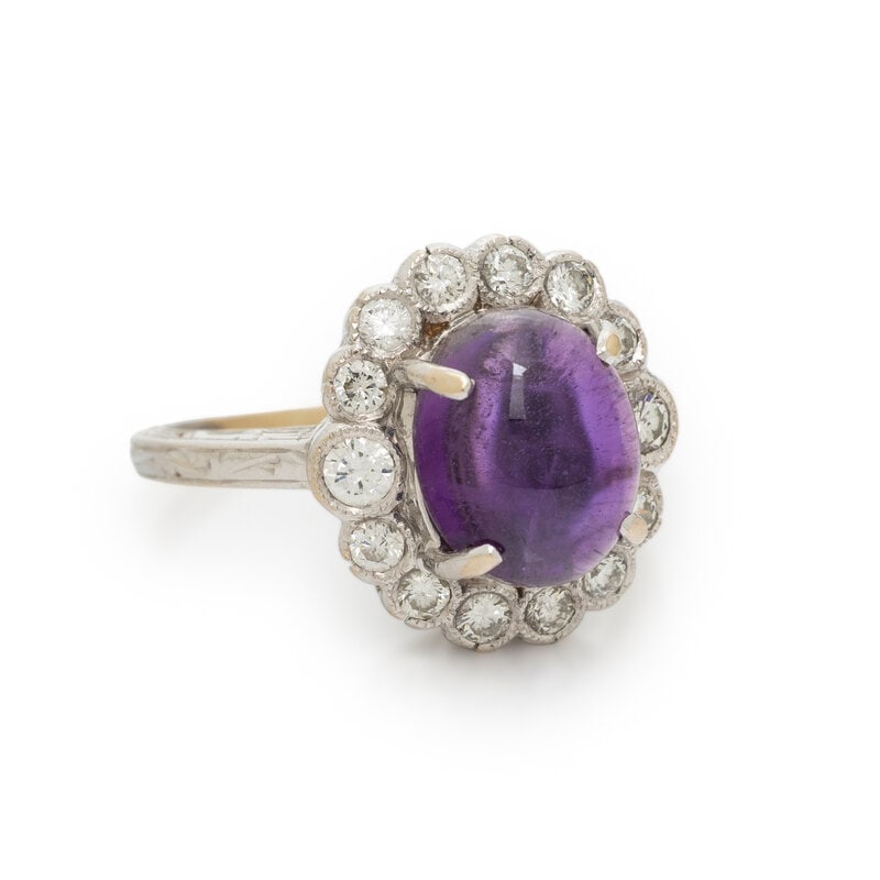 AMETHYST AND DIAMOND RING - 2