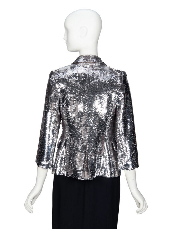 LIBERTINE, SILVER SEQUINED TAILORED JACKET - 3