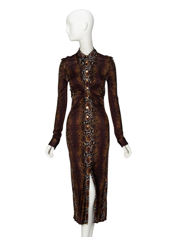 VERSACE, SNAKESKIN PRINT STRETCH DRESS  (1 of 4)