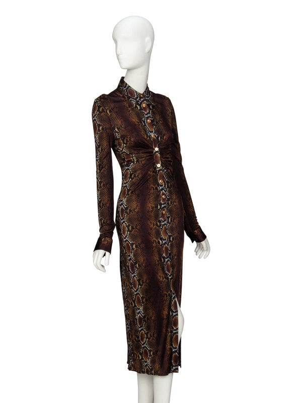 VERSACE, SNAKESKIN PRINT STRETCH DRESS  - 2