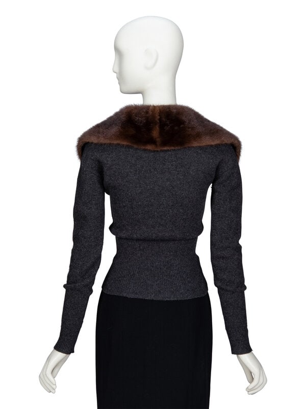 PRADA, FUR COLLAR CARDIGAN - 3
