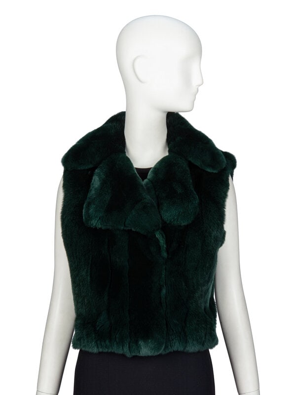 ROBERTO CAVALLI, DARK GREEN RABBIT FUR VEST (1 of 4)