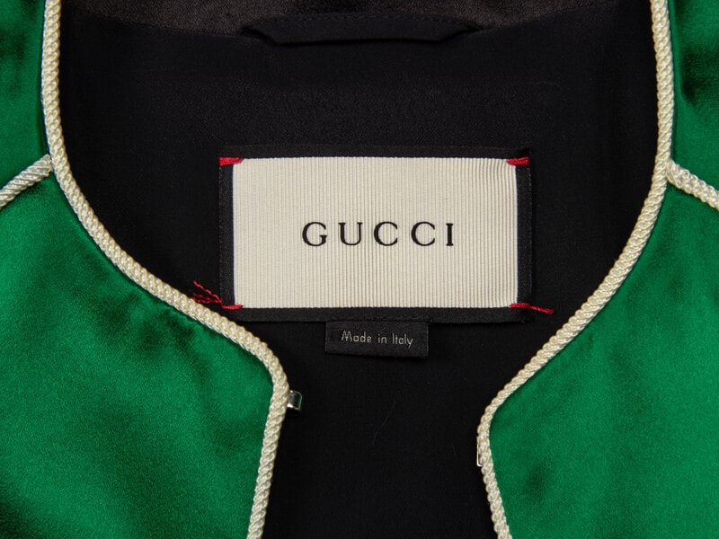 GUCCI, FUR-TRIMMED SILK JACKET - 4