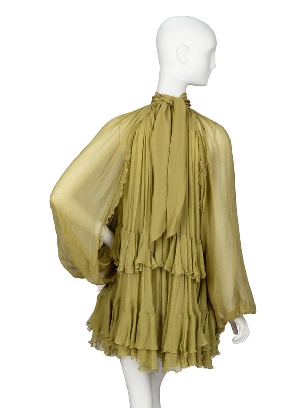 CHLOÉ, GREEN RUFFLE MINIDRESS - 3