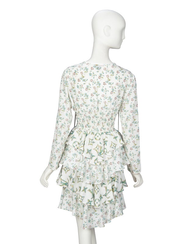 LOUIS VUITTON, FLORAL SILK RUFFLE DRESS - 3