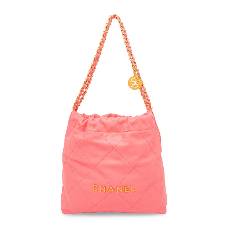 CHANEL, PINK LEATHER 22 TOTE - 3