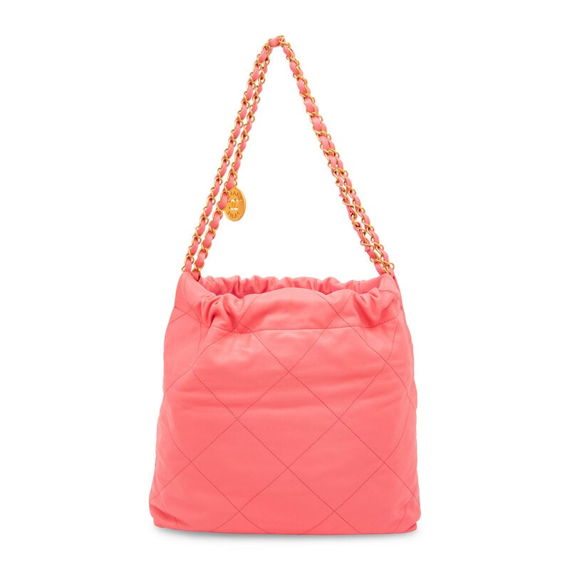 CHANEL, PINK LEATHER 22 TOTE - 5