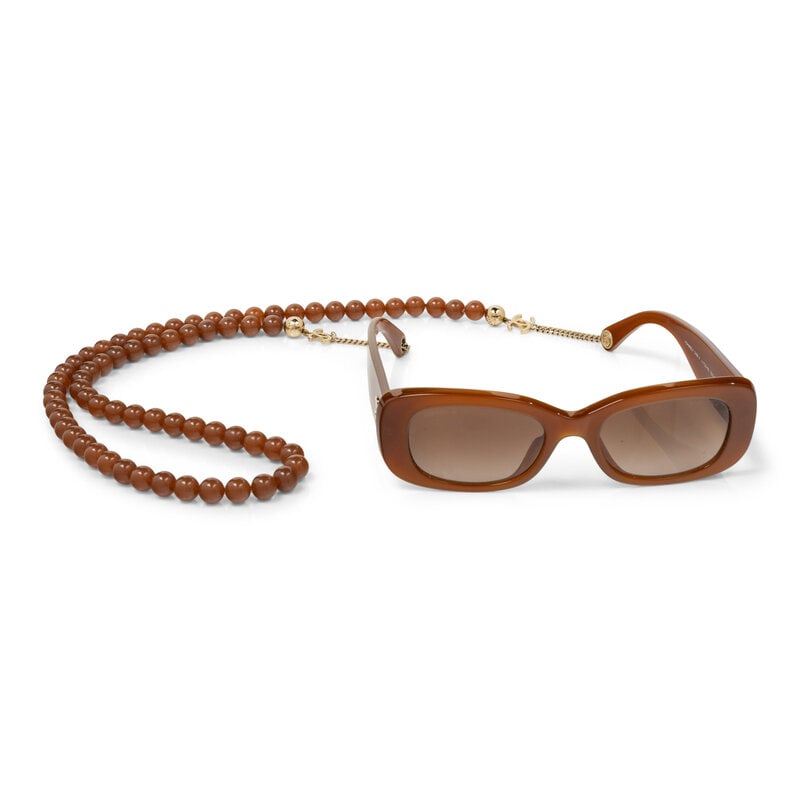 CHANEL, SUNGLASSES & BEADED CHAIN - 2