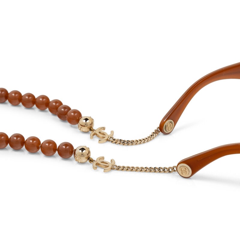 CHANEL, SUNGLASSES & BEADED CHAIN - 4