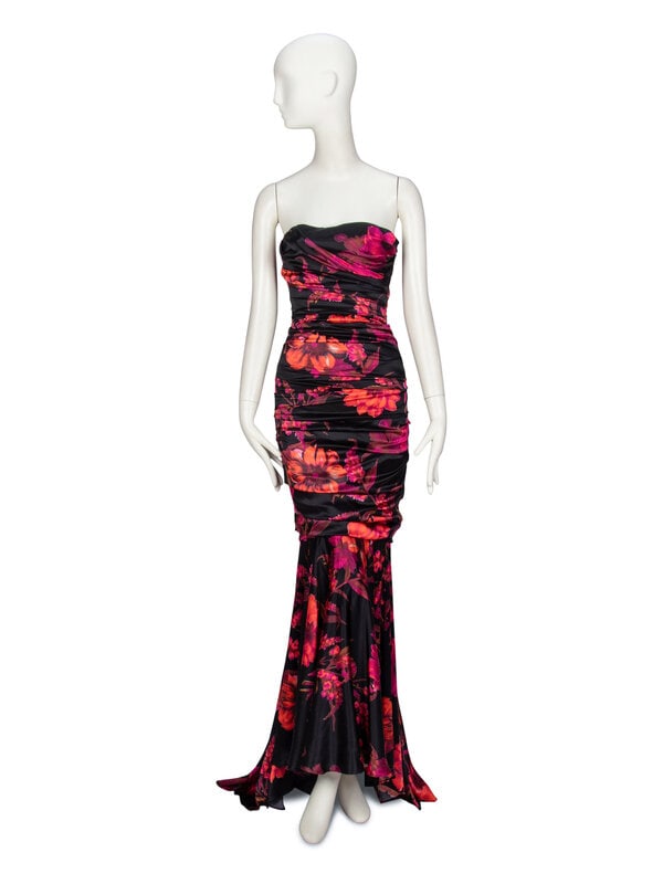 DOLCE & GABBANA, DRAPED FLORAL PRINT GOWN (1 of 4)
