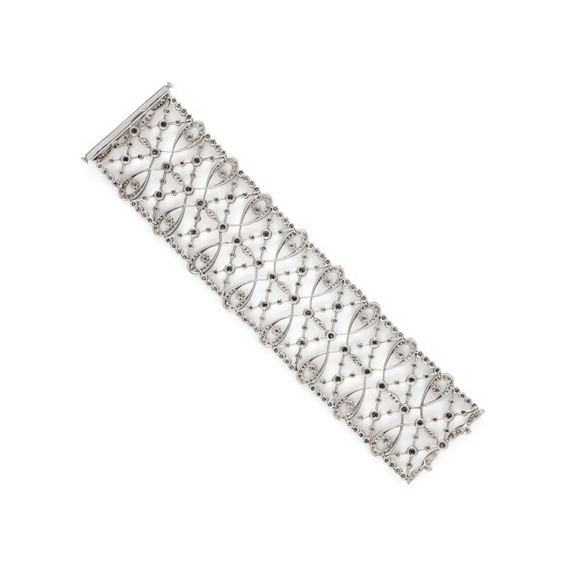 WIDE WHITE GOLD AND DIAMOND BRACELET - 2