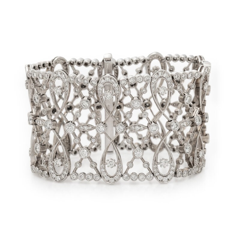 WIDE WHITE GOLD AND DIAMOND BRACELET - 3