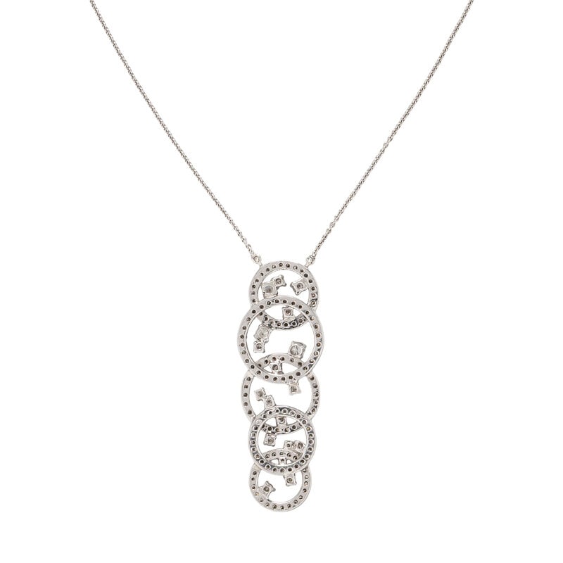 WHITE GOLD AND DIAMOND CIRCLE PENDANT NECKLACE - 3