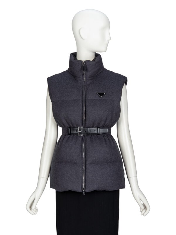 PRADA, BELTED WOOL PUFFER VEST (1 of 4)