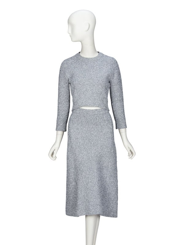 BALENCIAGA, GLITTERY SILVER KNIT ENSEMBLE (1 of 4)