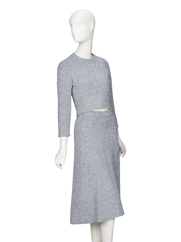 BALENCIAGA, GLITTERY SILVER KNIT ENSEMBLE - 2