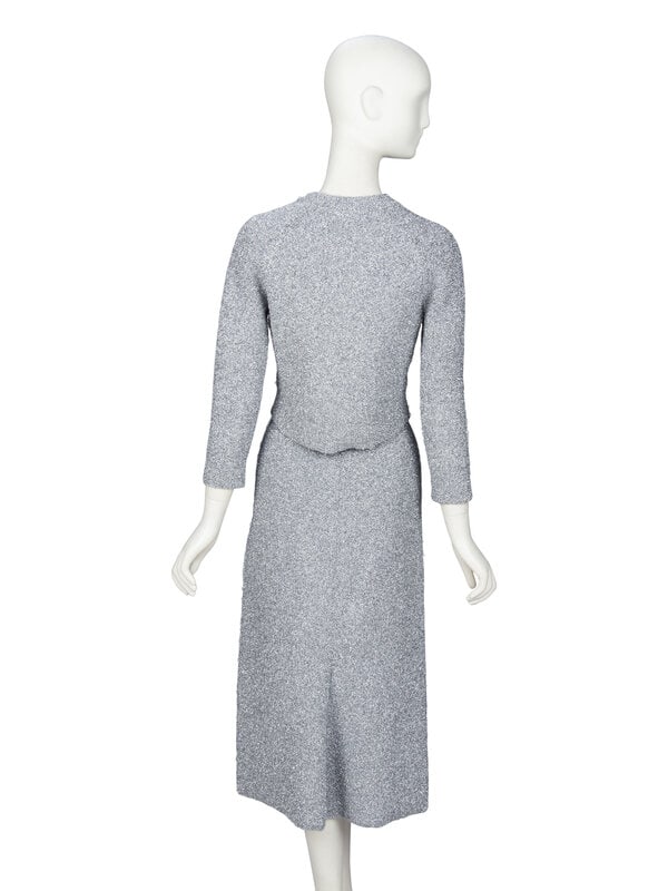 BALENCIAGA, GLITTERY SILVER KNIT ENSEMBLE - 3