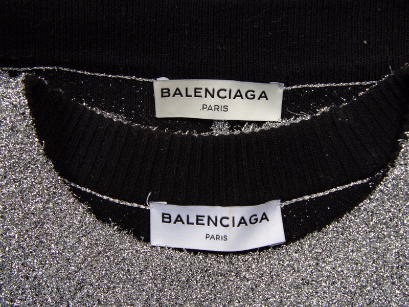 BALENCIAGA, GLITTERY SILVER KNIT ENSEMBLE - 4