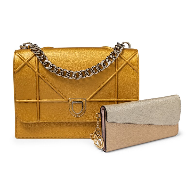 CHRISTIAN DIOR, METALLIC DIORAMA FLAP BAG & WALLET (1 of 6)