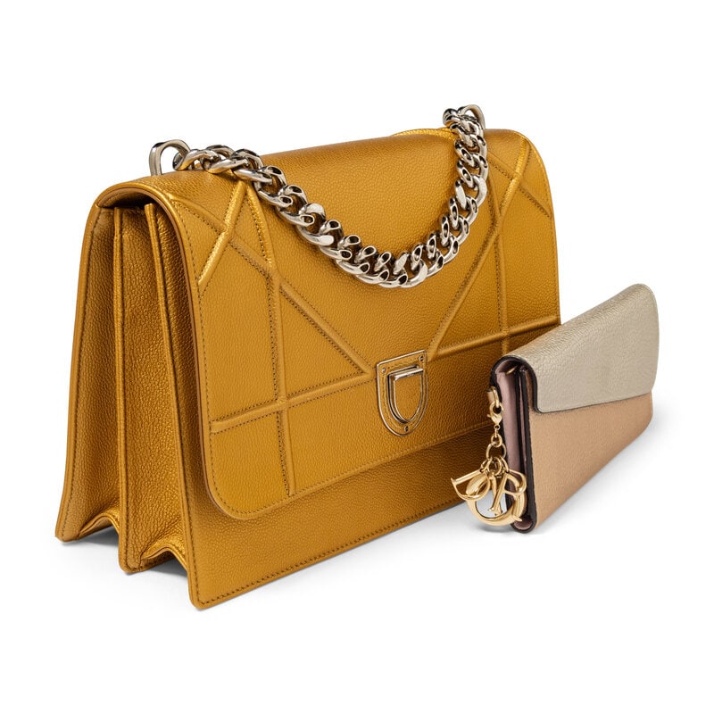 CHRISTIAN DIOR, METALLIC DIORAMA FLAP BAG & WALLET - 3