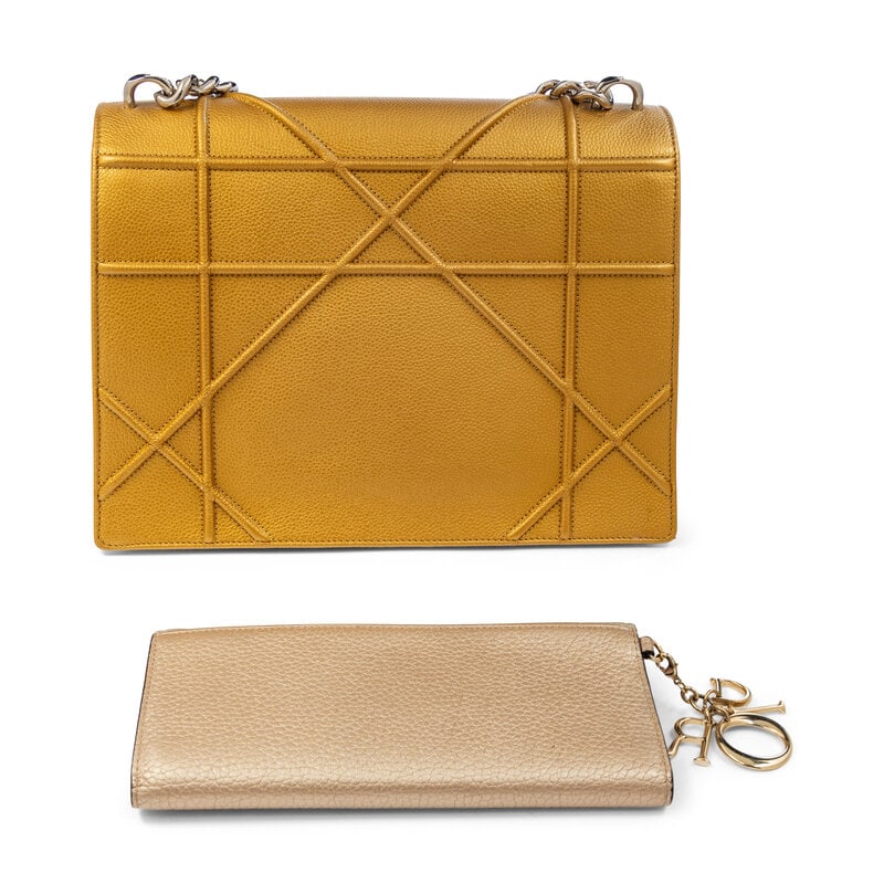 CHRISTIAN DIOR, METALLIC DIORAMA FLAP BAG & WALLET - 4