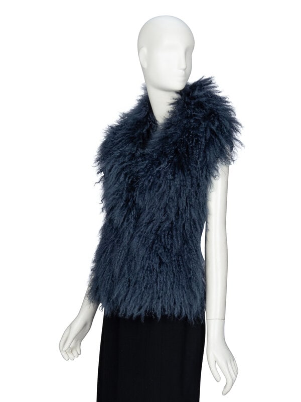 GUCCI, BLUE MONGOLIAN LAMB VEST - 2