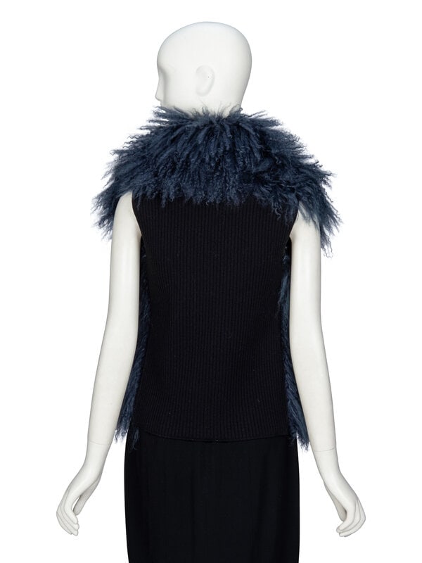 GUCCI, BLUE MONGOLIAN LAMB VEST - 3